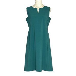 Eliza J Split Neck Shift Dress Woven Green 6